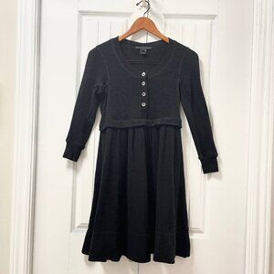 Marc by Marc Jacobs 100% Waffle Wool Babydoll Button Dress Black – XS